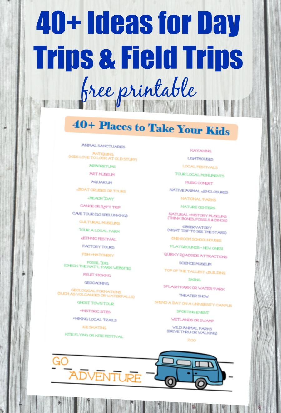 40 Fun Places to Go Near Me - free printable list of places to take kids