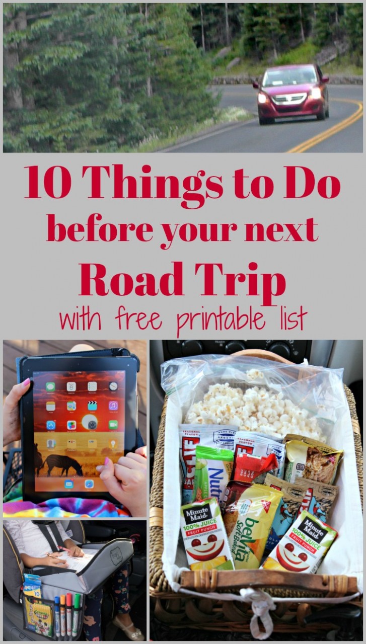 Road Trip Checklist and printable planner for car trip with kids