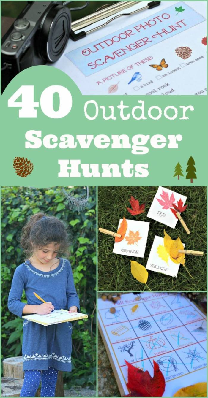 Outdoor scavenger hunt ideas for kids with printable