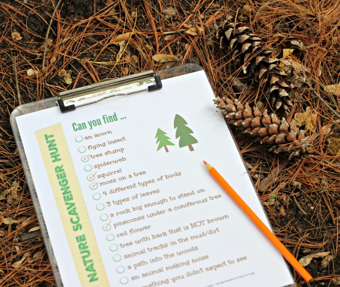 printable outdoor nature scavenger hunt for kids and teens