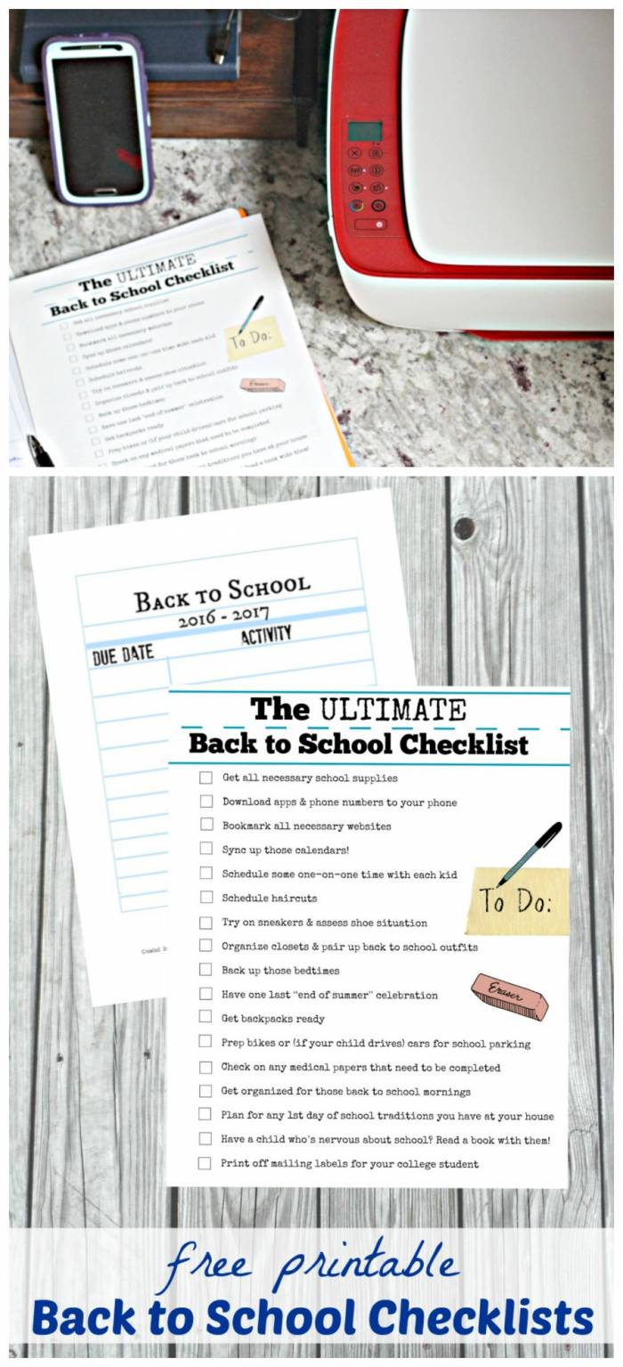 Back to School checklist with free printable and details on starting a kitchen command center