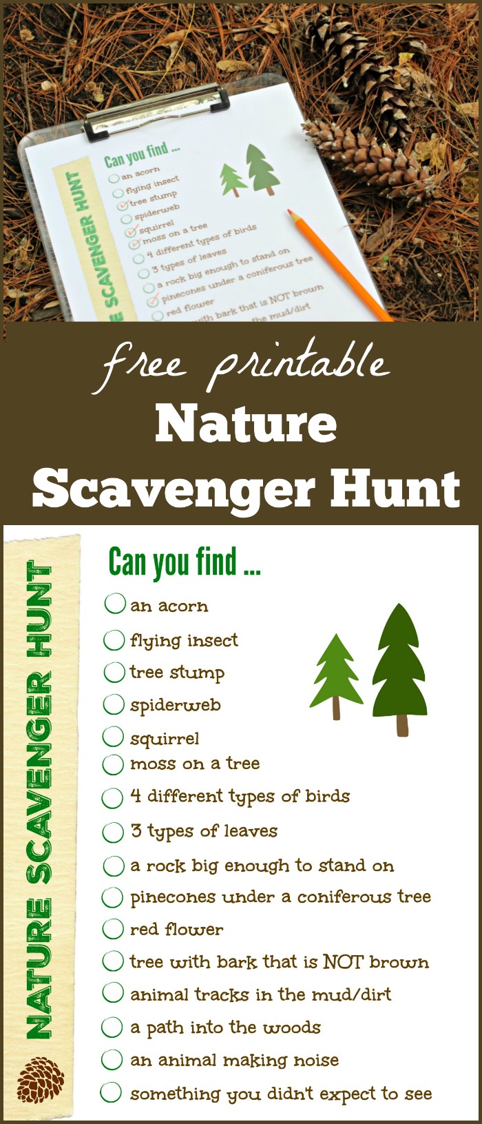 Outdoor scavenger hunt list