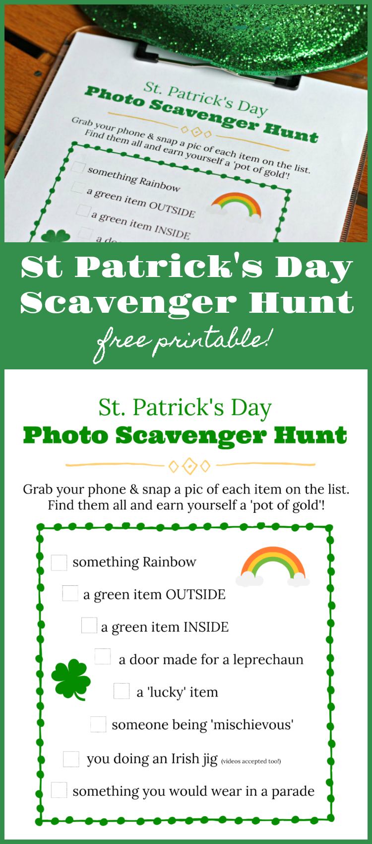 St Patrick's Day scavenger hunt list