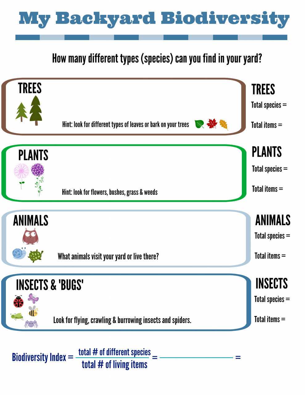 Backyard Science Activity - biodiversity for elementary and middle school