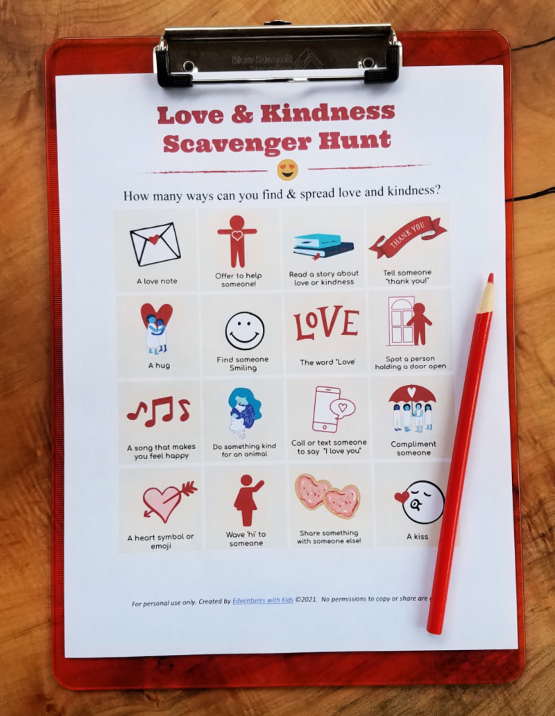 Kindness Scavenger Hunt | For Home or School - Edventures with Kids