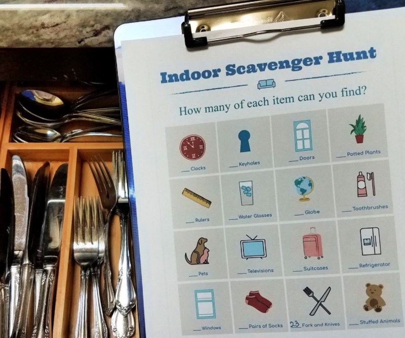 free printable indoor scavenger hunt and counting activity for kids