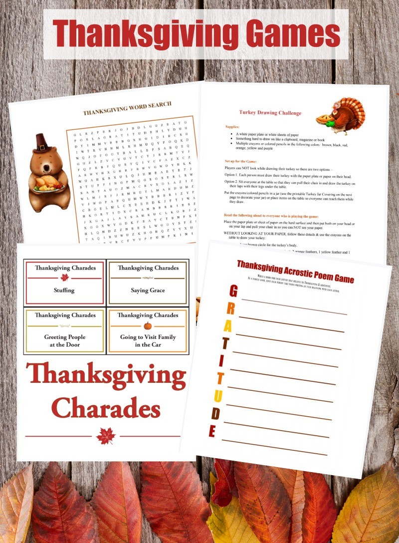 Printable Thanksgiving Games for Family