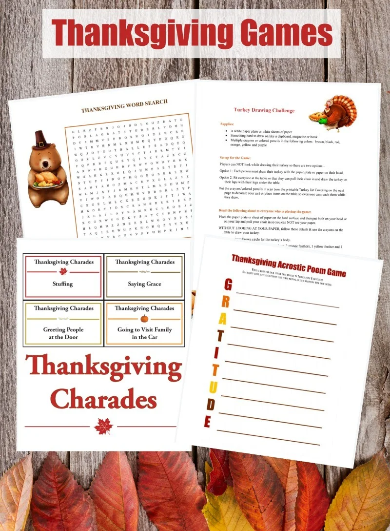 Printable Thanksgiving Games for Family