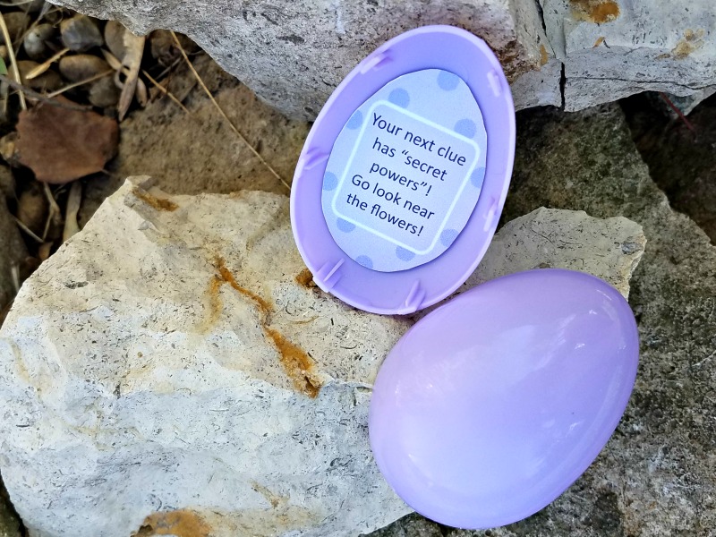 outdoor easter egg hunt clues