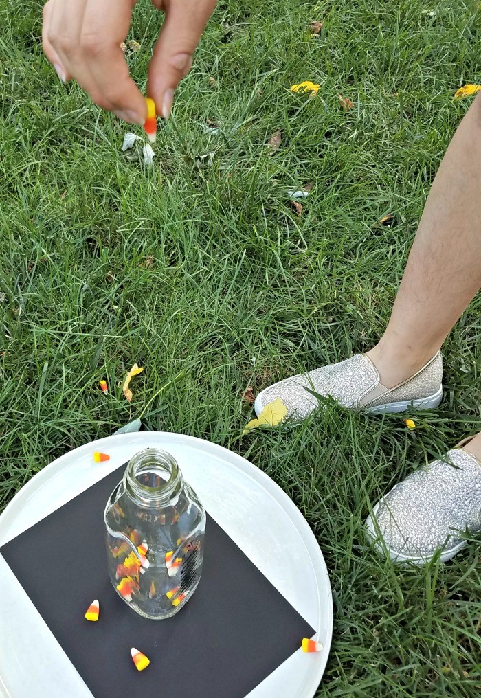 Halloween party game with candy corn